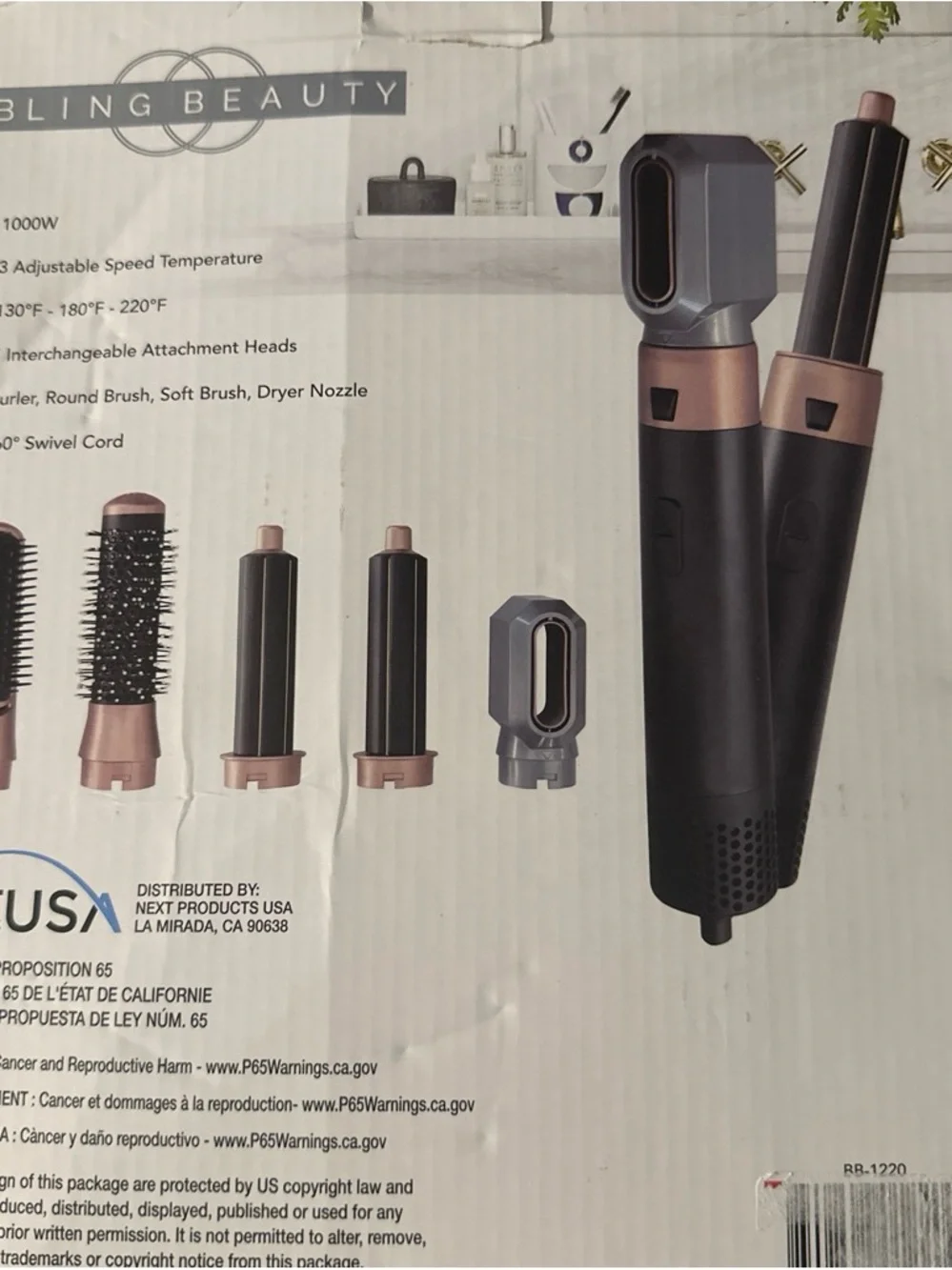 Bling Beauty Blow Out Wand - Black and Rose Gold
